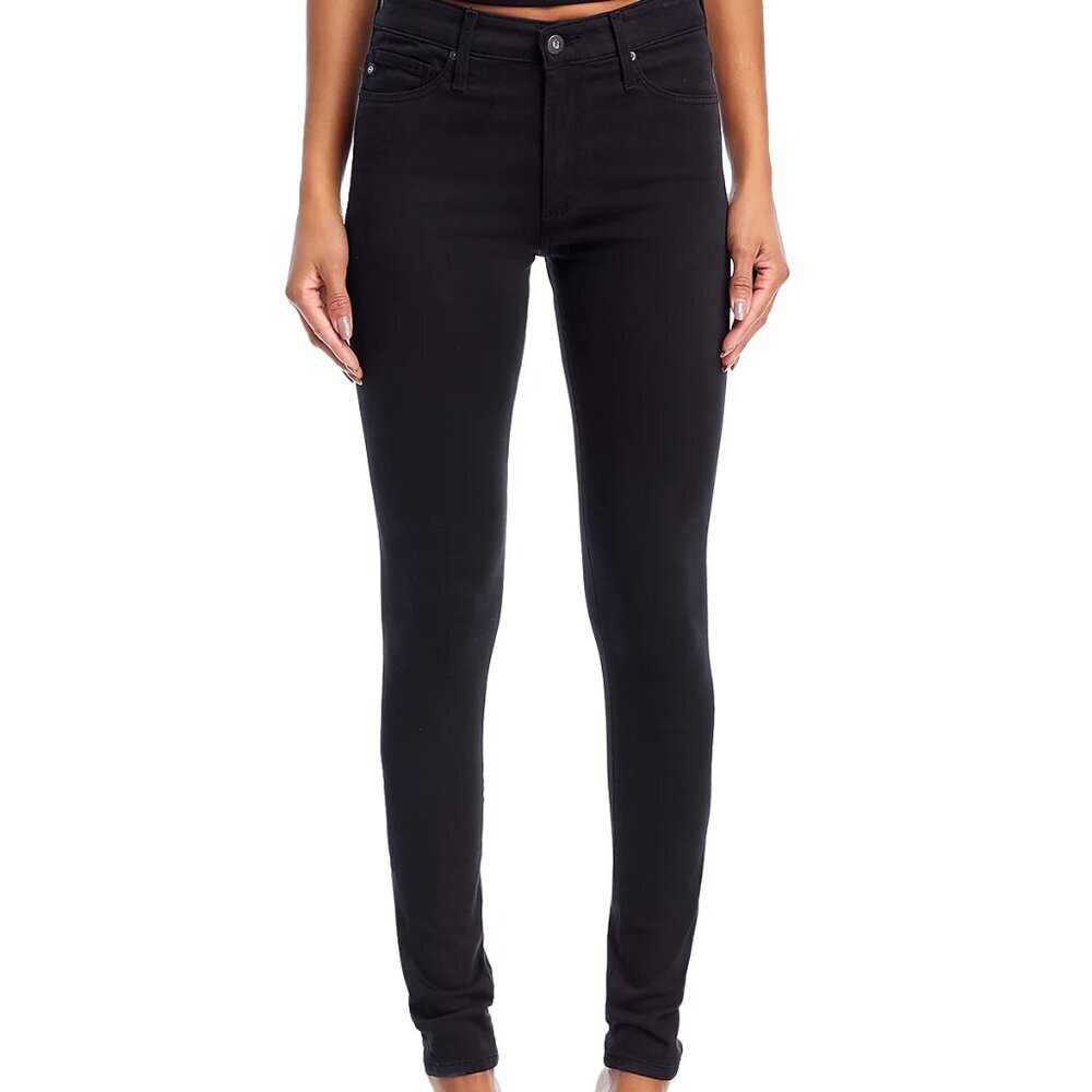 NWT AG Farrah High-Rise Sateen Skinny Jeans in Black Sz 24-- MSRP $188